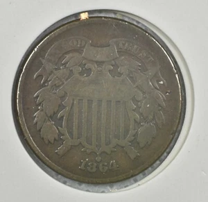 1864 Shield Two Cent--original Fine Coin - Picture 1 of 2