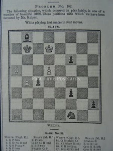 WEEKLY CHESS PROBLEMS & CORRESPONDENT - Original Victorian Print 1846 - Picture 1 of 2