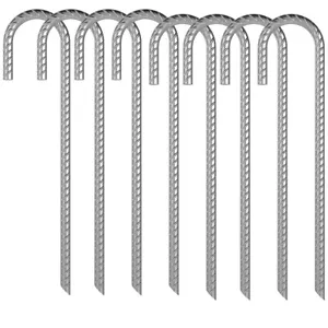 8 x Galvanised Steel Tent Pegs Hook Metal Camping Ground Sheet Stakes Gazebo Peg - Picture 1 of 6