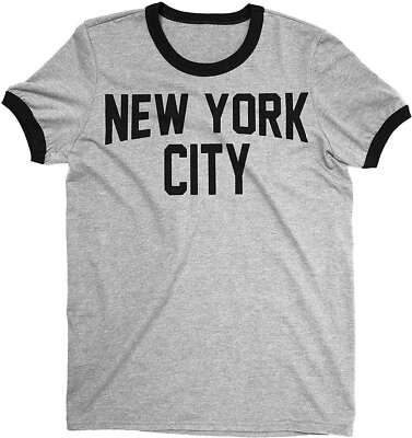 New York City Ringer Tee T-Shirt Retro Style Men's Shirt (Gray/Black, Regular) - Image 1 of 3