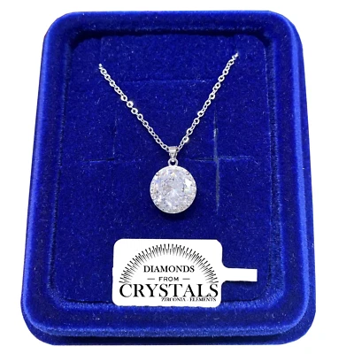 Collana Punto Luce 11mm Catenina pl. oro Bianco 18k con Cristalli ZirconiS/02 - Immagine 1 di 4