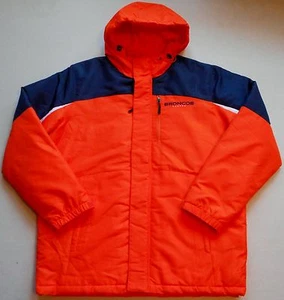 DENVER BRONCOS MENS HEAVY WINTER PUFFER STYLE HOODED JACKET L NWT ORANGE COAT - Picture 1 of 5