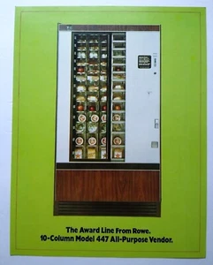 Rowe Food Vending Machine Flyer Model 477 Vintage 1975 Promo Art 8.5" x 11" - Imagen 1 de 3