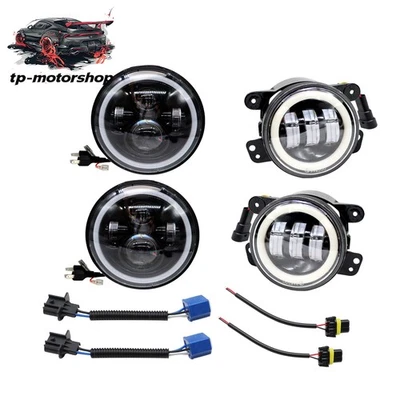 For 06~10 Hummer H2 H3T  7" Halo LED Headlight DRL& 4"INCH Fog Lights Combo Kit - Image 1 of 4