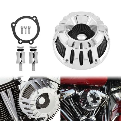 Filtro de aire cromado corte CNC admisión gris para Harley Touring Road King Glide 00-2007 Foto 1 de 4