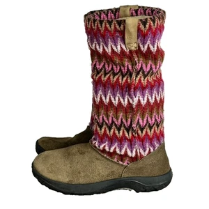 Keen Auburn Boots Shoes Kids Girl 4 Knit Navajo Suede Wool Pull On Tall Winter - Picture 1 of 12