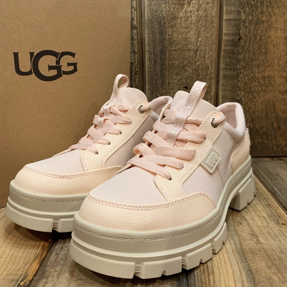 ЖЕНСКИЕ США 7,5 UGG ASHTON ГИБРИДНАЯ ПЛАТФОРМА КРОССОВКИ БОЕВОЙ ЗАЖИМ ~ РОЗОВЫЙ БЕЖЕВЫЙ - Изображение 1 из 4
