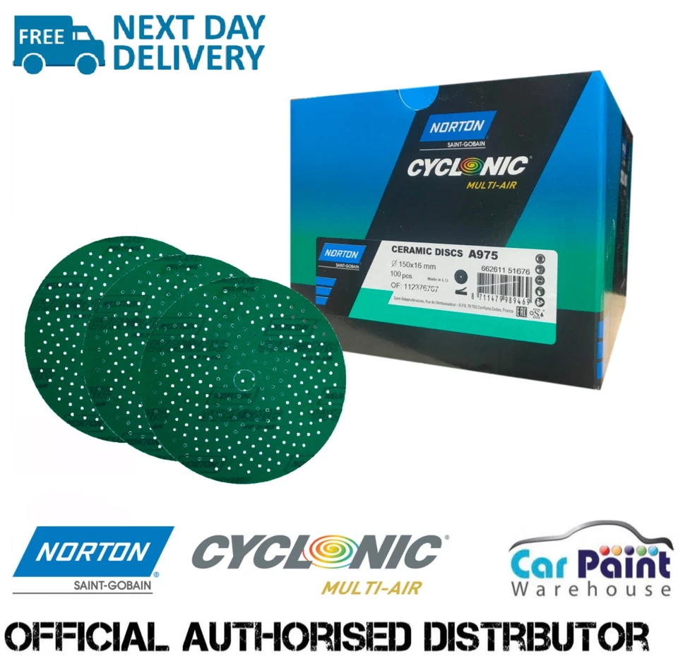 Norton Multi Air Cyclonic Green Ceramic Sanding Discs 150mm 6" 100pk P120 - P180
