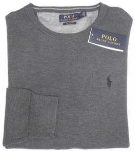 Polo Ralph Lauren Sweat Shirt Sweater Gray Waffle Knit Long Sleeve Sweater $110 - Picture 1 of 4