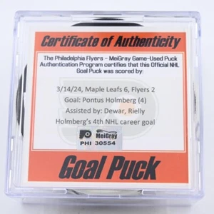 NHL Gol Marcado Puck Pontus Holmberg Toronto Maple Leafs 14 de marzo de 2024 vs PHI - Imagen 1 de 7