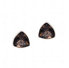 Natural Smokey Quartz Trillion Shaped Gemstone Studded Earrings GE011602