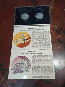 Vintage DANBURY Mint MEN IN SPACE SERIES 925 Silver 2 Coin Proof Set Gemini XI X - Picture 1 of 11