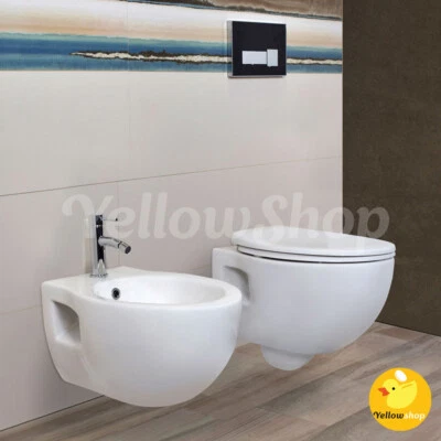 SANITARI SOSPESI COPRIVASO SOFT A CHIUSURA RALLENTATA VASO WC BIDET SEDILE BAGNO