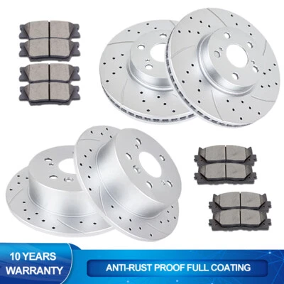Fit 2012-2017 Toyota Camry LEXUS Front Rear Brake Rotors + Ceramic Pads Brakes - Image 1 of 4