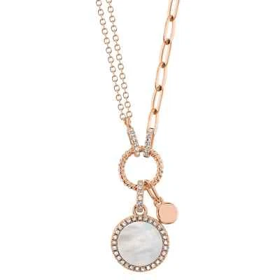 Madreperla Diamante 14K Oro Rosa Collar Clip Papel Cadena 0.70 TCW Natural Foto 1 de 3