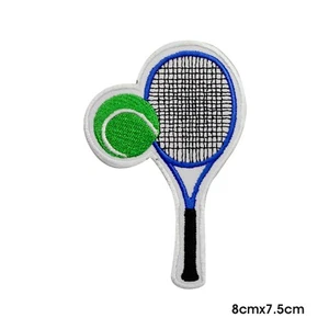 Tennis racket patch, Tennis patch, Embroidered Iron on Patch 8x7.5cm - Picture 1 of 1