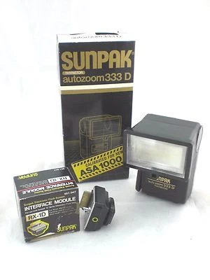 Sunpak Autozoom 333D Thyristor Shoe Mount Camera Flash & Interface Module RX 1D - Image 1 of 4