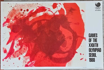 POSTER OLÍMPICO 1988 Seul Coréia Artista Coreano Kazuo Shiraga Arte Esportiva Olímpica - Imagem 1 de 4