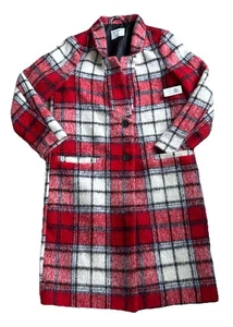 Old Navy karierter Wollmischung Mantel S rot Damen 2 Knopf Taschen Academia Preppy - Bild 1 von 20