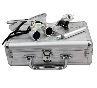 Lupas odontológicas cirúrgicas lupa binocular médica 3,5X 420mm luz LED - Imagem 1 de 4