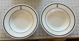 Pair Vtg US Navy Fouled Anchor Pasta Dinner Bowls Sterling China Wellsville OH - Picture 1 of 7