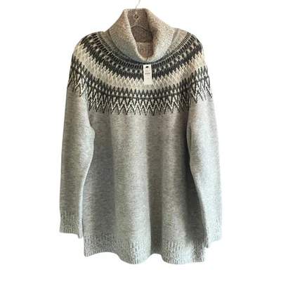 NWT Talbots Plus Turtleneck Fair Isle Sweater 2X Gray Metallic Holiday Classic - Image 1 of 4