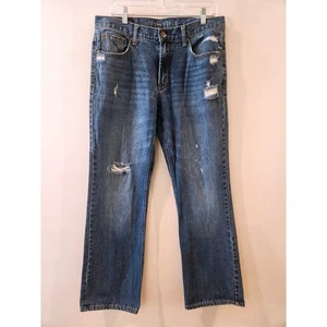 Aeropostale Mens Jeans Size 33x32 Distressed Denim Blue Straight Leg Relaxed Fit - Picture 1 of 10