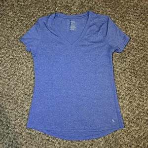 Danskin Now Semi Fit Dri More Blue Tshirt Womens M V Neck Shirt Athletic - Picture 1 of 5
