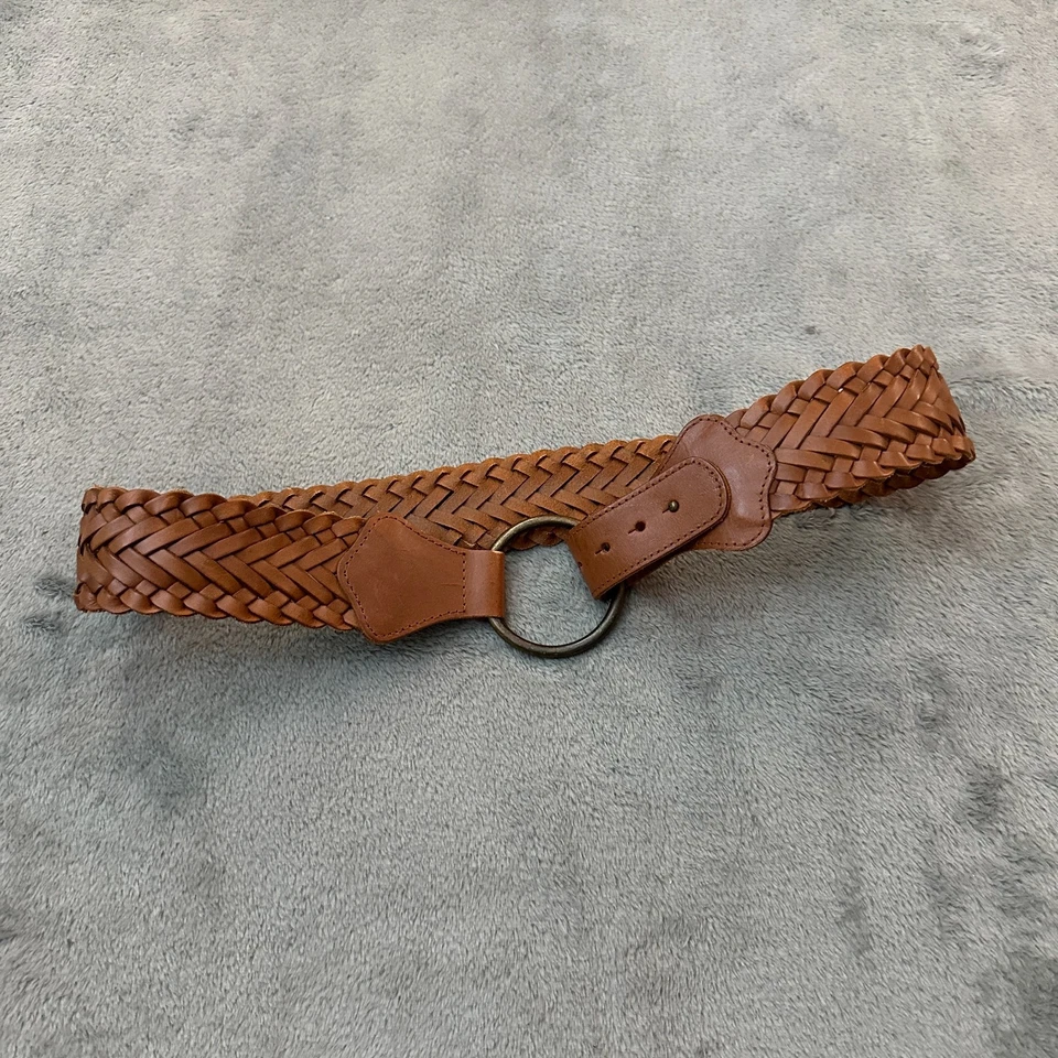 Cinturón trenzado tejido de cuero ancho grueso marrón Gap para mujer MEDIANO Foto 1 de 4