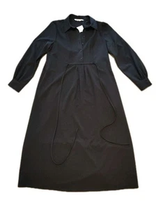 Zara Midi Shirt Dress Woman's Large Button Black Waist Tie Long Sleeve Garment - Picture 1 of 13