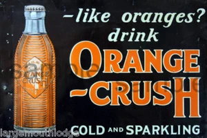 WEATHERED BUILDING SIGN DECAL ORANGE CRUSH 3x2 - Picture 1 of 1