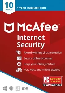 McAfee Internet Security 2025 10 Devices 1 Year - Picture 1 of 1