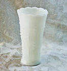 LE Smith Milk Glass Vase Hobnail Tear Pearl Drop Vintage Mid Century 7 1/2"
