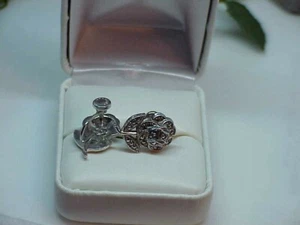Vintage Sterling Silver Marcasite Rose Screw back Earrings 1" 50's - Antique - Picture 1 of 7