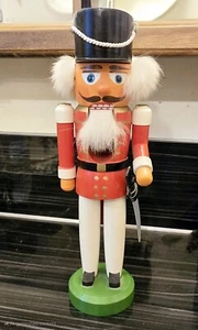 Vintage Erzgebirgischer Volkskunst Soldier Nutcracker w Sword 11" Tall Germany - Picture 1 of 5