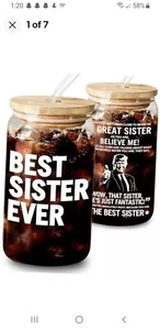 Kedrian Funny Best Sister Donald Trump Glass. Great Gift!! - Picture 1 of 6