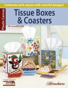 Plastic Canvas Pattern Book TISSUE BOXES & COASTERS ~ Christmas, Pies, Fall ++ - Picture 1 of 9