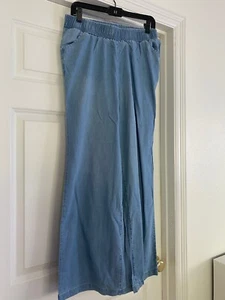 New DG2 Diane Gilman SoftCell Denim Wide Leg Pants, Chambray,  Medium, Pull on - Picture 1 of 14