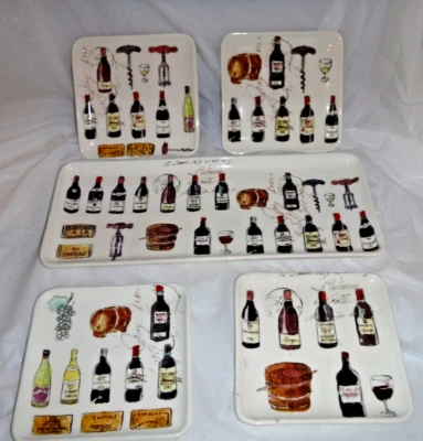 Juego de 5 platos de aperitivo y bandeja para servir cerámica Williams Sonoma usado en excelente estado Foto 1 de 4