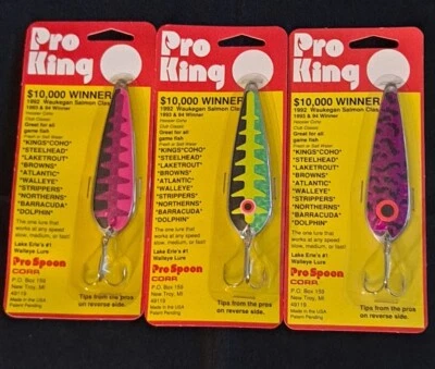 NUEVO Tres (3) cucharas Pro King Asst. Color, Flash y Holográfico NOS de los años 90  Foto 1 de 4