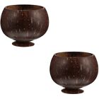  2 Pieces Coconut Salad Bowls Wooden Japanese Style Dinnerware Decorative