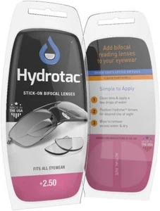 Calabria Hydrotac Stick On Bifocal Lenses+2.50|Magnifying Adhesive Reading ReUse