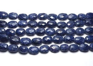 15" Strand BLUE SAPPHIRE 10-13mm Faceted Oval Nugget Beads /o3 - Picture 1 of 1