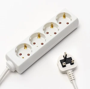 EU to Belize Travel Adapter 4 sockets 1.5m Extension Lead Type G - Picture 1 of 14