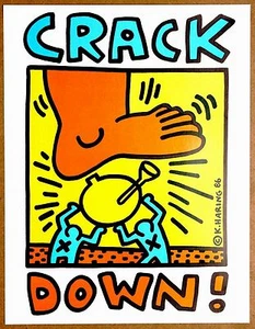 Placa rara original Keith Haring firmada 1986 edición limitada primera impresión con certificado de autenticidad - Imagen 1 de 1