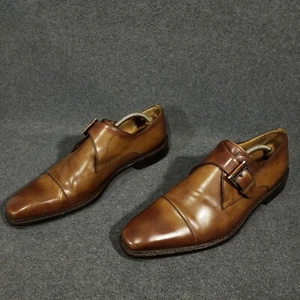 Magnanni Marco II Single Monk Strap Shoes Mens Size 9.5 M Brown Cap Toe Cuero - Picture 1 of 18