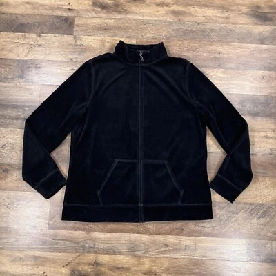 Chaqueta Studio Works para mujer mediana negra de terciopelo manga larga cremallera completa Foto 1 de 4