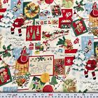 Retro Christmas Montage Henley Studio Makower Uk Cotton Fabric by the HALF YARD