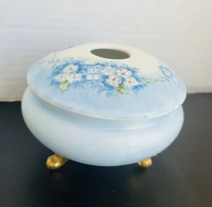 VTG BAVARIA Blue Floral Gold  Footed Hair Receiver bone China - Picture 1 of 8