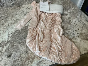 Pottery barn kids love shack fancy ruched velvet blush Christmas stocking-NWT - Picture 1 of 5